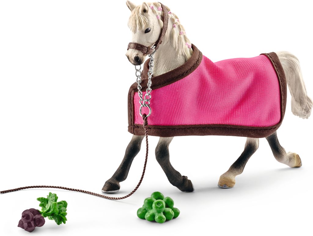 Schleich - Tierfiguren, Araber Stute mit Decke; 41447