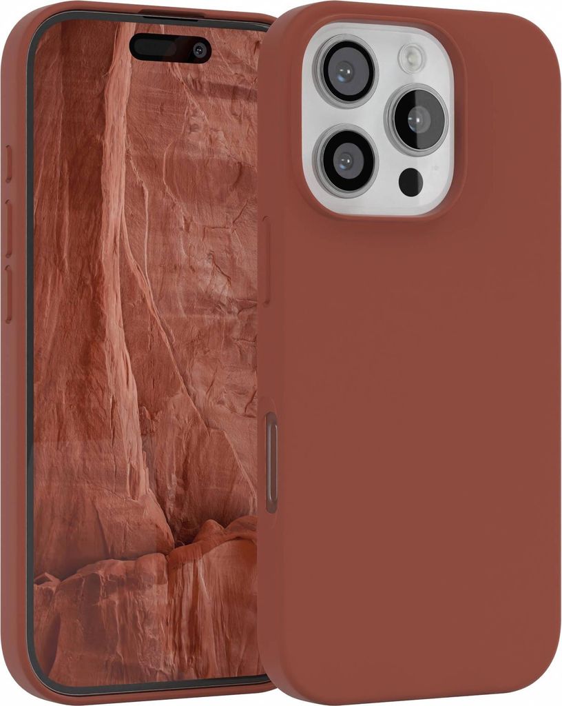 EAZY CASE Silikonhülle für Apple iPhone 16 Pro, Silikon Backcover Schutz in Terrakotta