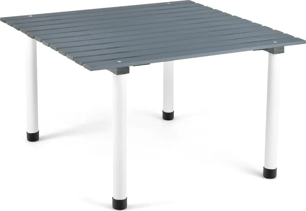 Table de camping pliante grise : finissez-en avec les repas au sol