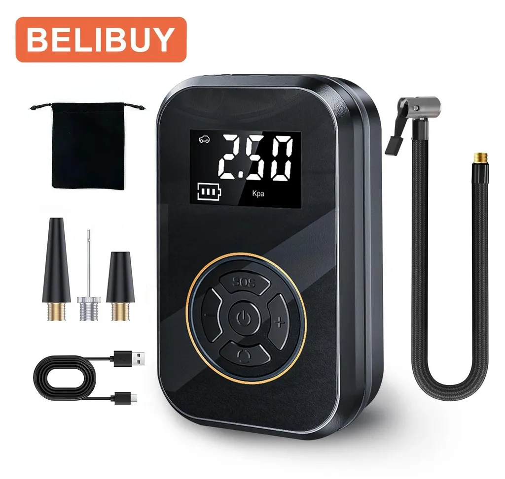 Pompe à pneus portable Mini-Compresseur Numérique USB Noir 5V - 2