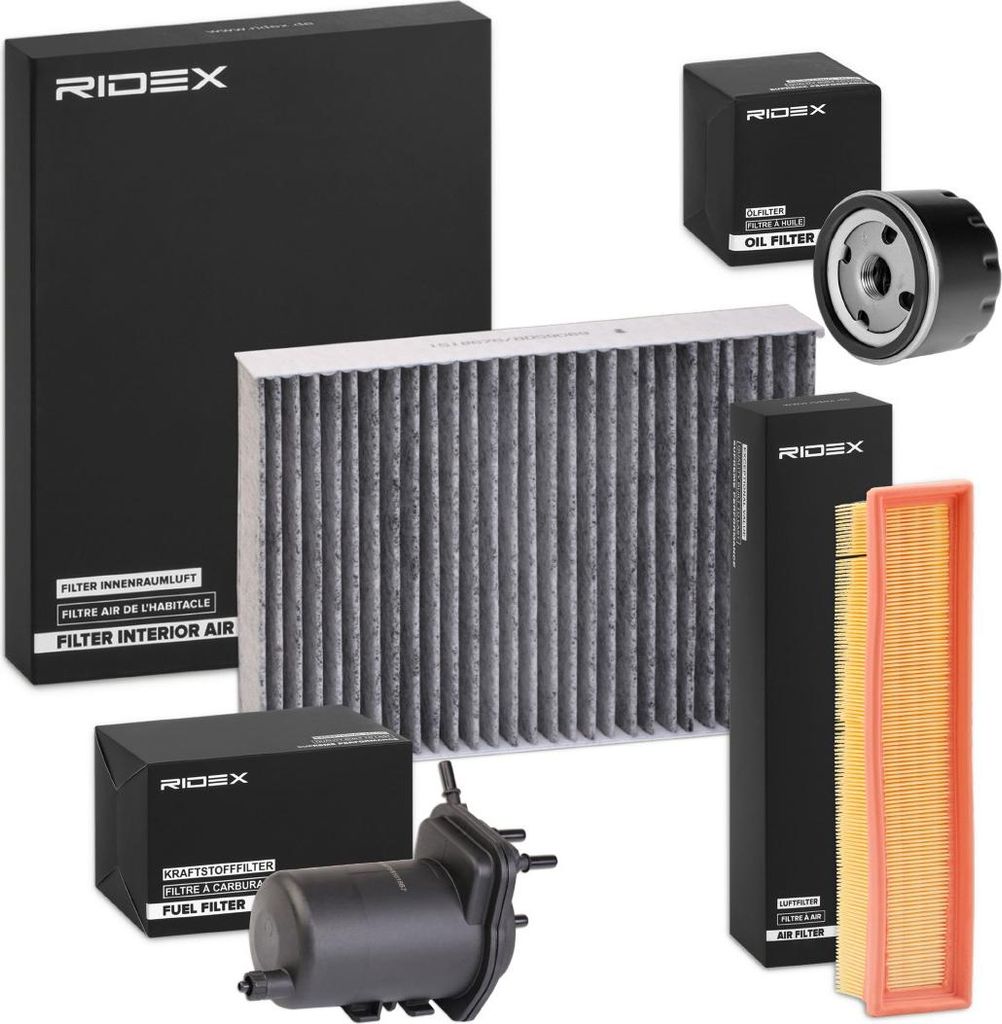 RIDEX Filterset Inspektionspaket Filtersatz für RENAULT CLIO II (BB0/1/2, CB0/1/2) KANGOO (KC0/1) KANGOO Express (FC0/1) CLIO II Kasten (SB0/1/2)