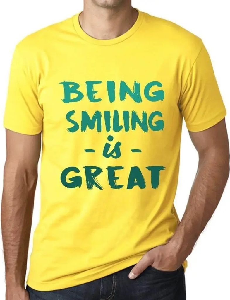 Herren Grafik T-Shirt Ein Lächeln ist großartig – Being Smiling Is Great – Öko-Verantwortlich Vintage Jahrgang Kurzarm Lustige Druck Geburtstag