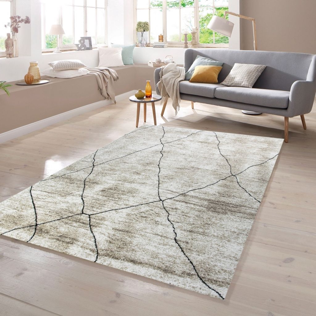Teppich Design Marokkanisches Muster in Beige Größe - 120 x 170 cm