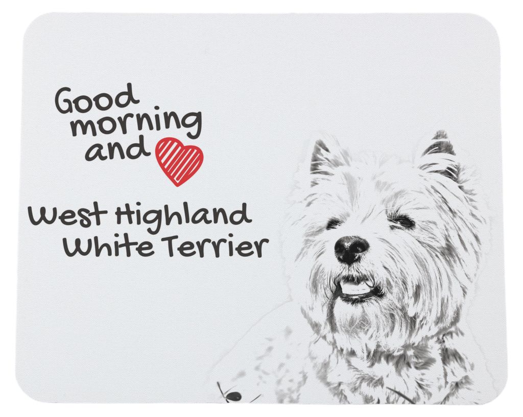 West Highland White Terrier, Weißer Hochlandterrier, Westie - Mauspad mit Druck, personalisiertes Mauspad mit Hund, einzigartiges Gadget für Bür...