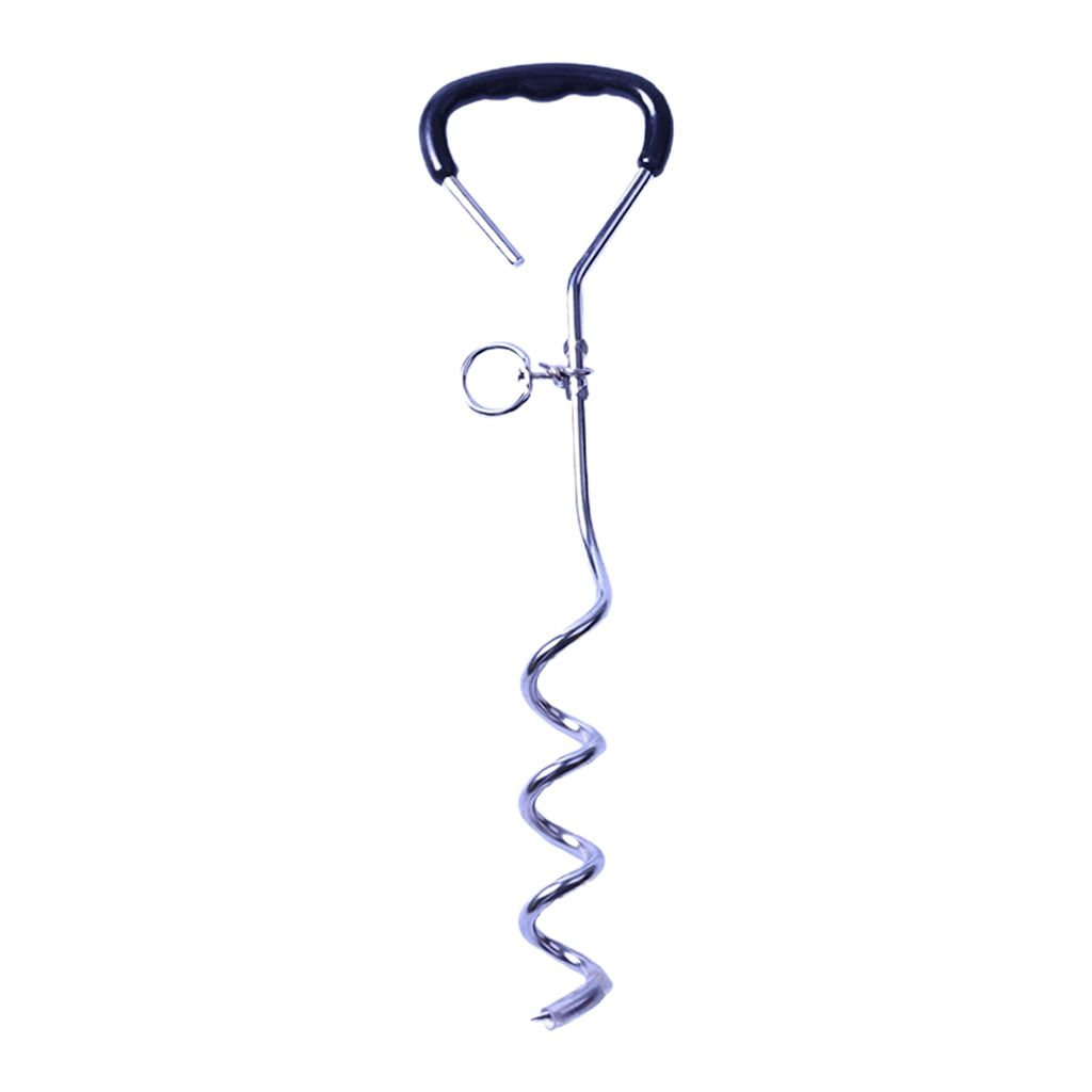 Hundepflock, 360 Grad drehbarer Ring, ergonomischer Griff, robuster Anbindepflock für Hunde, Befestigung am Anbindekabel, rostfrei, Spiralpflock f...