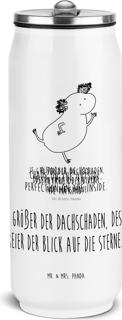 Mr. & Mrs. Panda Wasserflasche Axolotl Tanzen - Weiß - Geschenk, Edelstahl Trinkflasche, Schwanzlurch, Thermoflasche, Thermodose, sport, Freundin,...