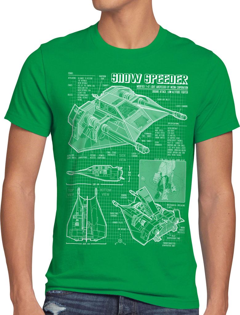 style3 Snow Speeder T-47 Herren T-Shirt blaupause hoth air