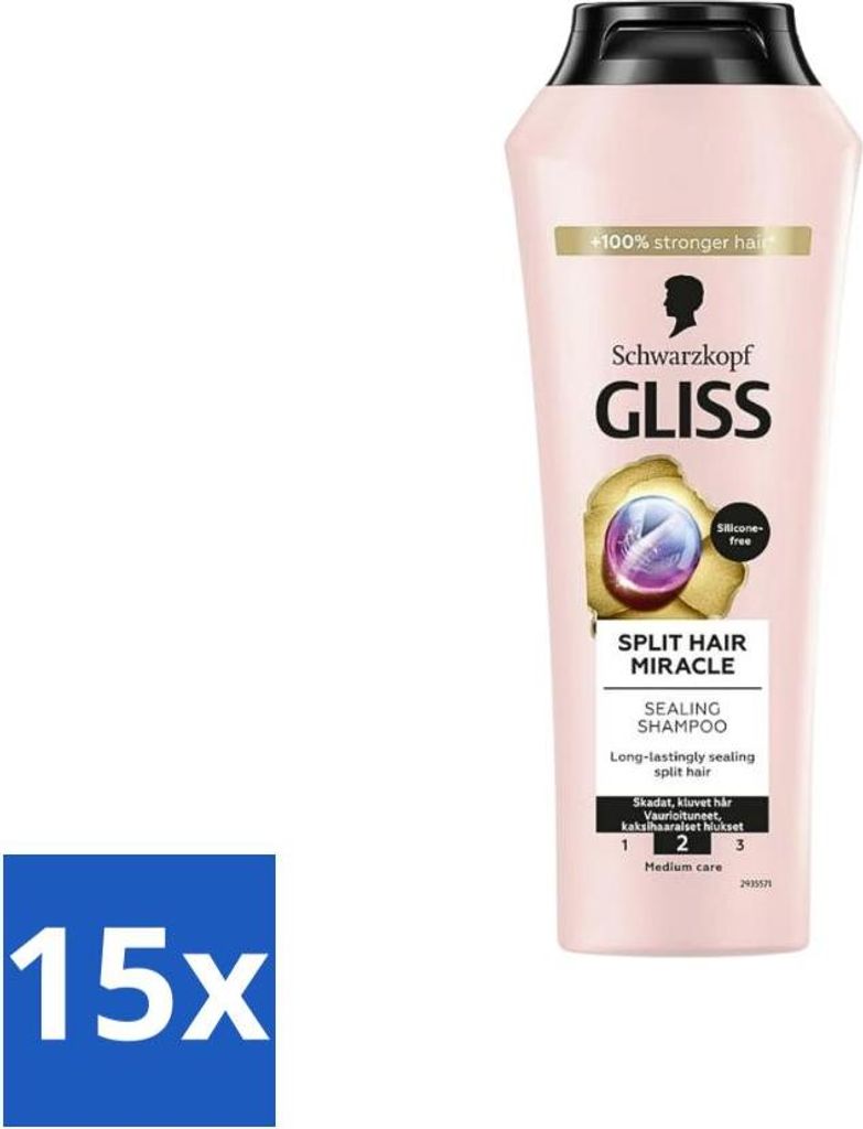 Gliss-Kur - Shampoo - Spliss Wunder - Repariert Spliss - 400 ml - Vorteilspack - 15 Stücke