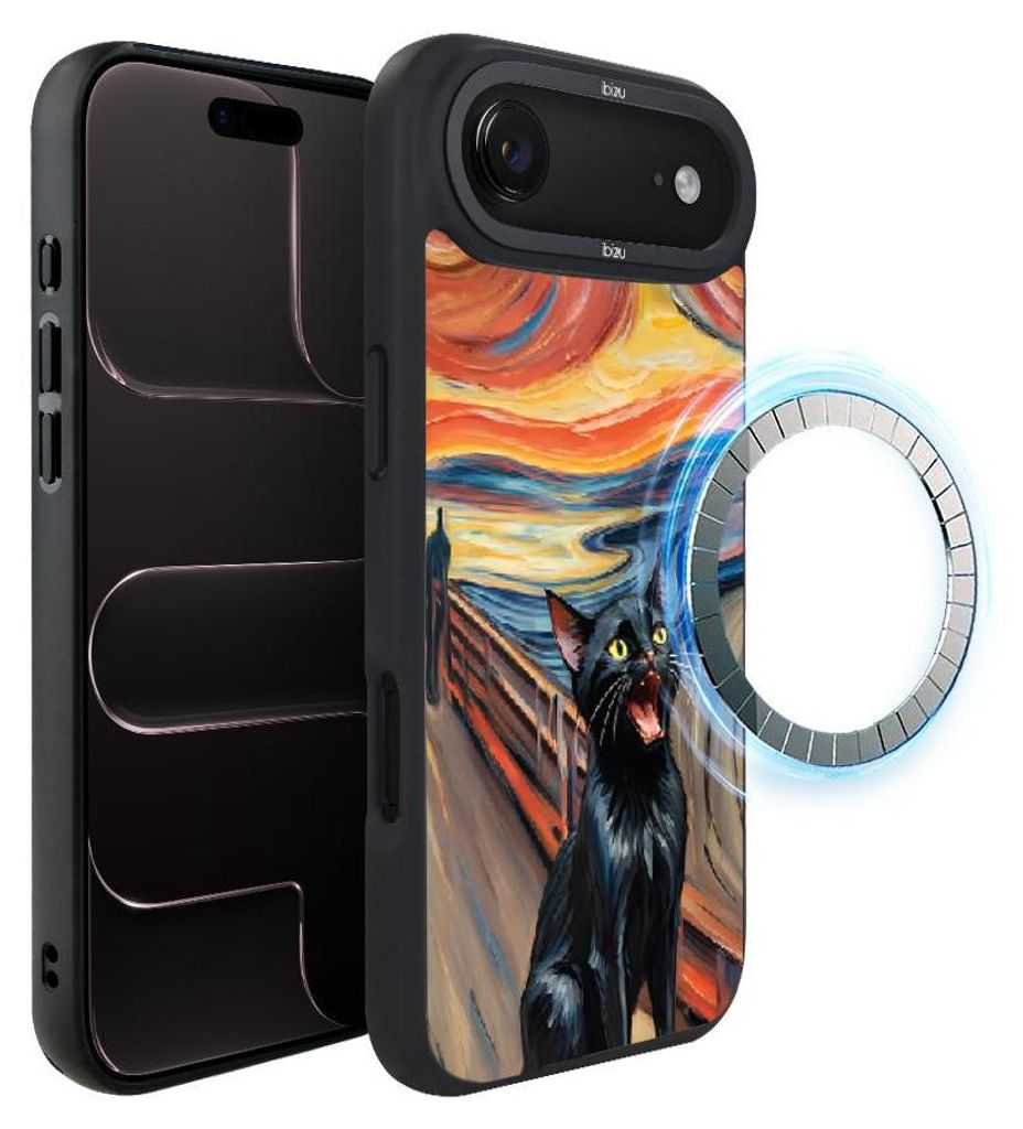 Schutzhülle für das iPhone Air, MagSafe-kompatibel, mattschwarze Seiten, Katze, Motiv aus einem Gemälde von Edvard Munch