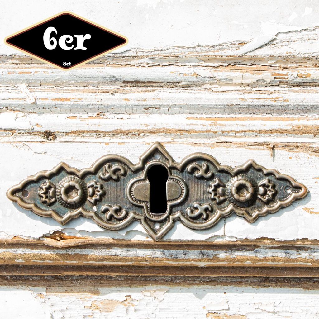 Schlüsselplatte, 6er Pack | Eisen in Messing pat. | H 3,7 x B 10,5 cm