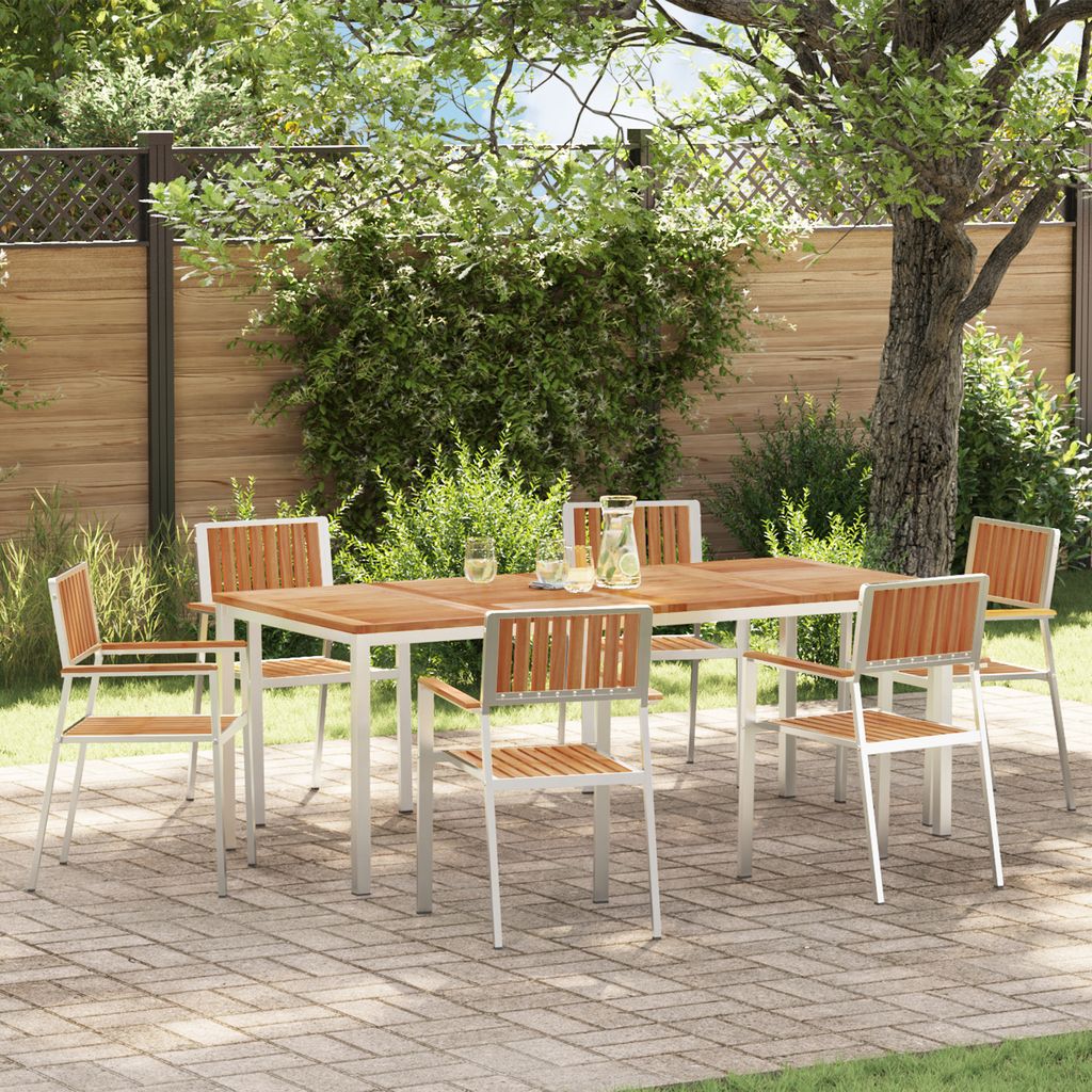Möbel 7-teiliges Garten Essgruppe Massivholz Teak - Gartentische Gartenmöbelset Neu2025 200675