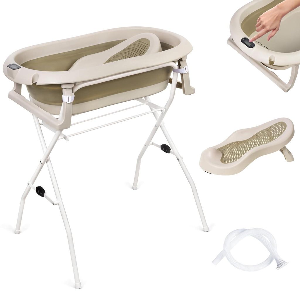 Baignoire pour bébé moovkee avec support, 80 cm, beige, Image du produit 