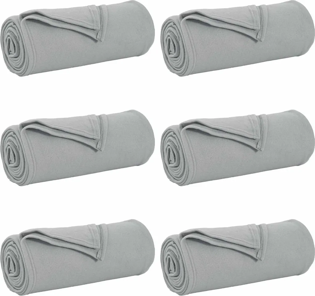 Set 6 Coperte vidaXL Grigio 170x130cm Pile Morbido per B&B e Casa