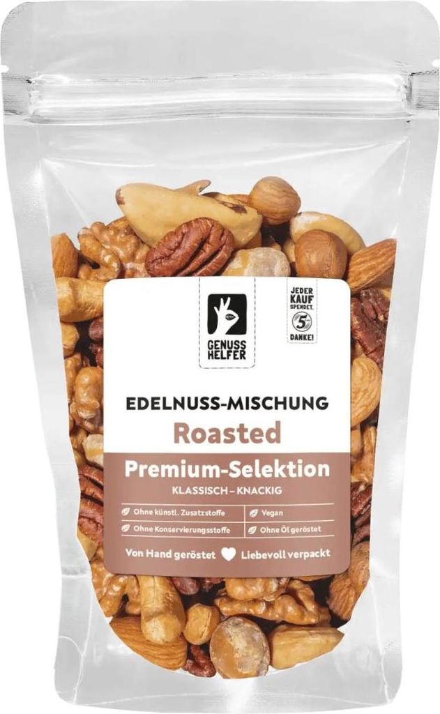 Edelnuss Mischung, schonend geröstete Nüsse, Nussmischung aus 7 edlen Nusssorten, 200g