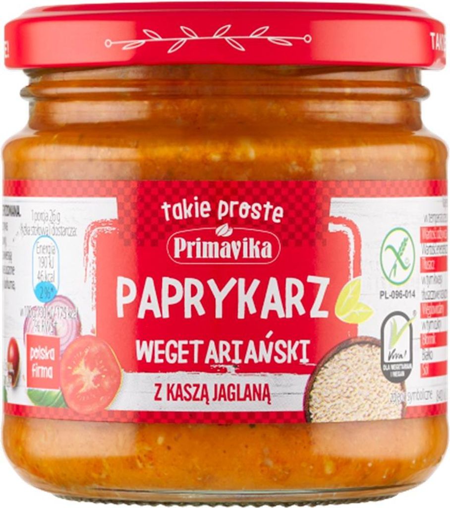 PAPRYKARZ WEGAŃSKI Z KASZĄ JAGLANĄ BEZGLUTENOWY 160 g - PRIMAVIKA