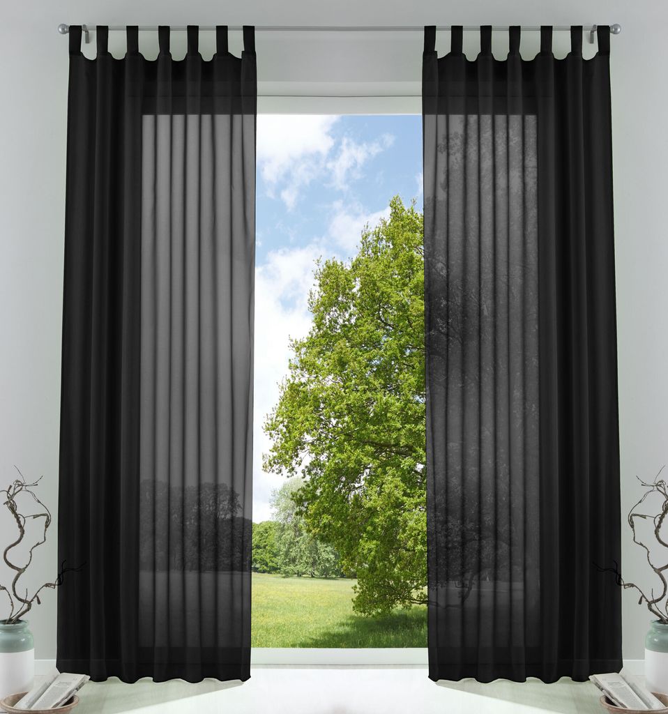 2er-Pack Gardinen Transparent Vorhang Set Wohnzimmer Voile Produktbild 1