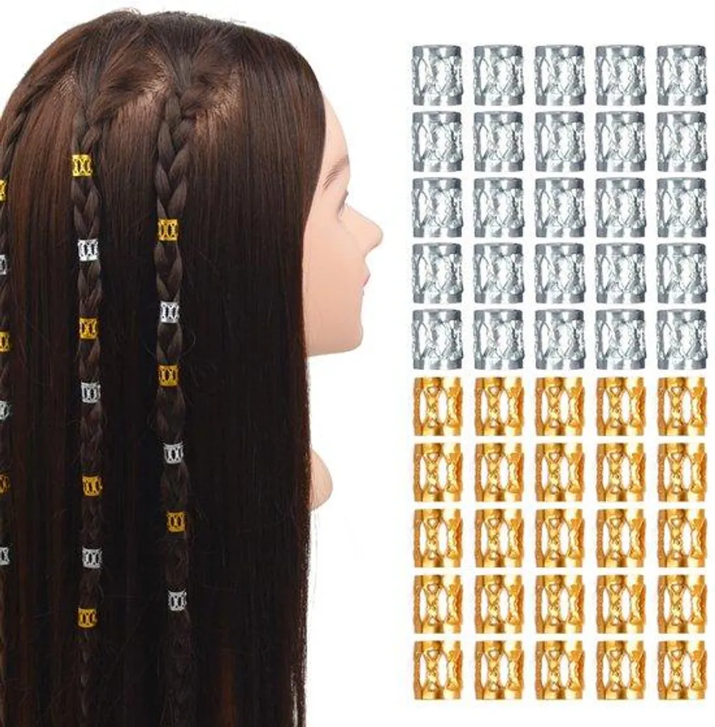 50 Manchettes en Aluminium pour Dreadlocks - Bijoux DIY Or et Argent