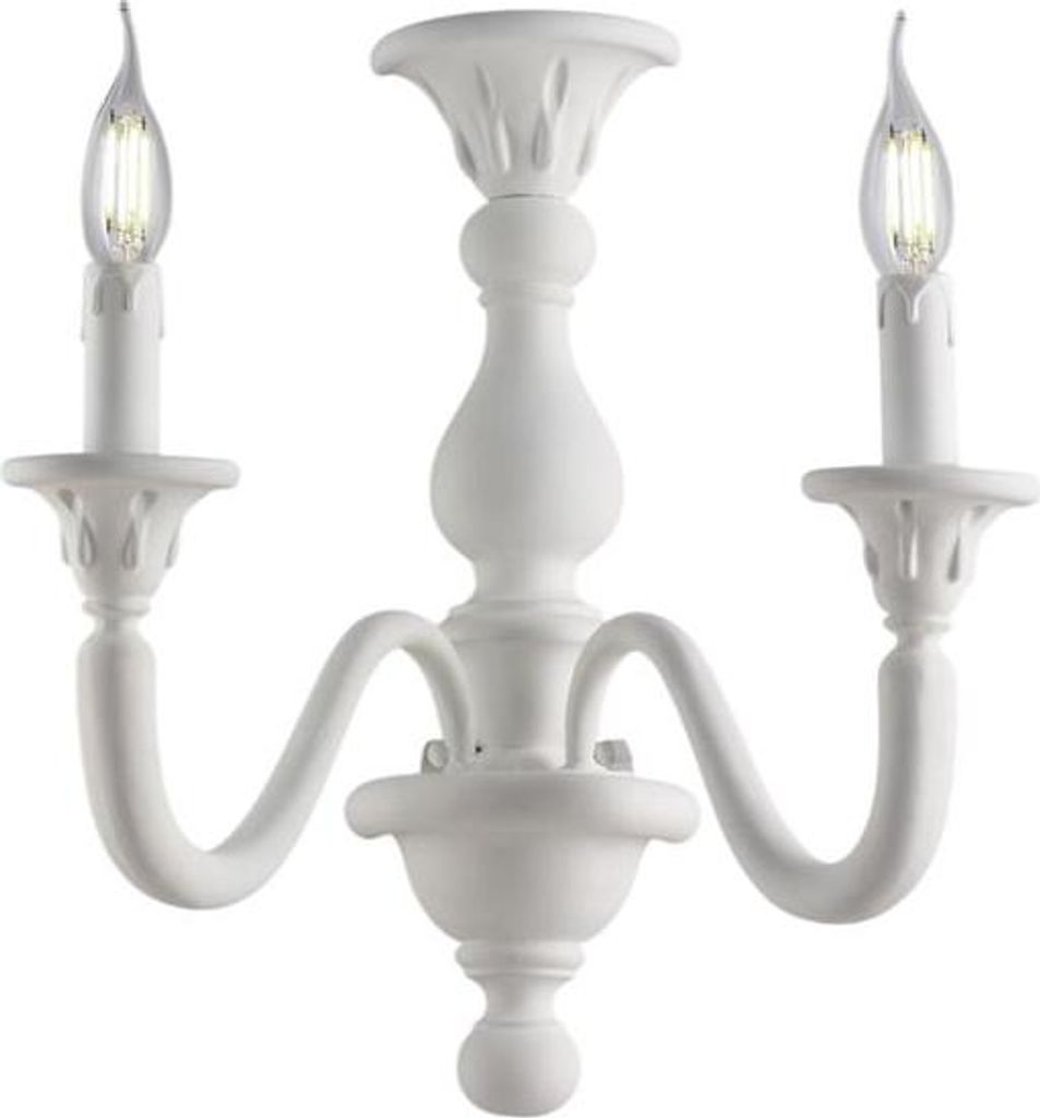 Lucca Applique Murale En Bois Blanc Shabby 2 Lumières .35 Image du produit 