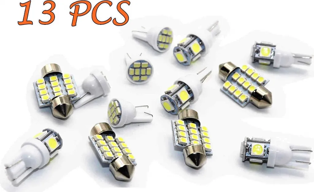 Kit Illuminazione LED 13pz per Abitacolo e Targa - Luce Bianca Pura
