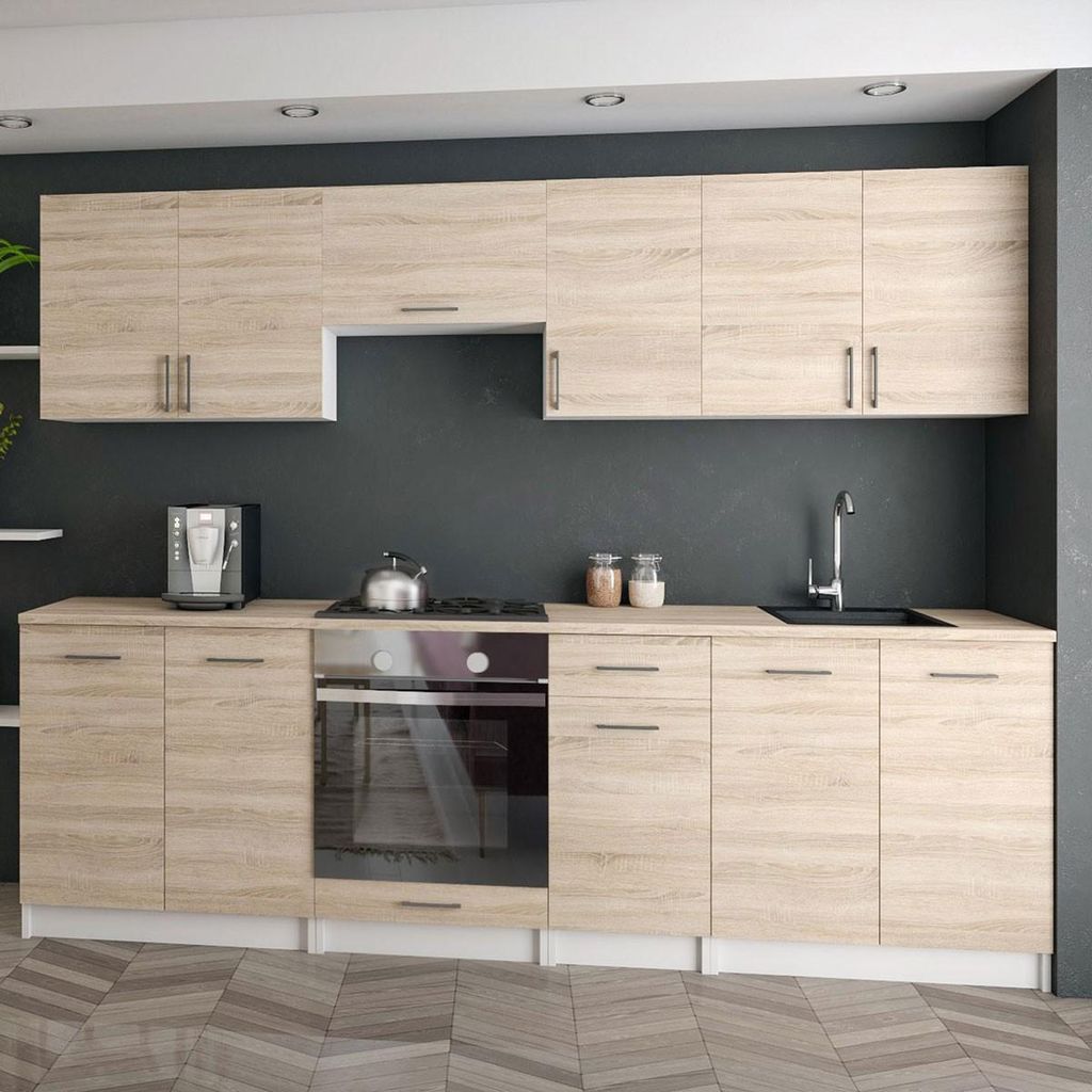 Roe Furniture Leco Küchenzeile 240 cm, Sonoma Hell Produktbild 