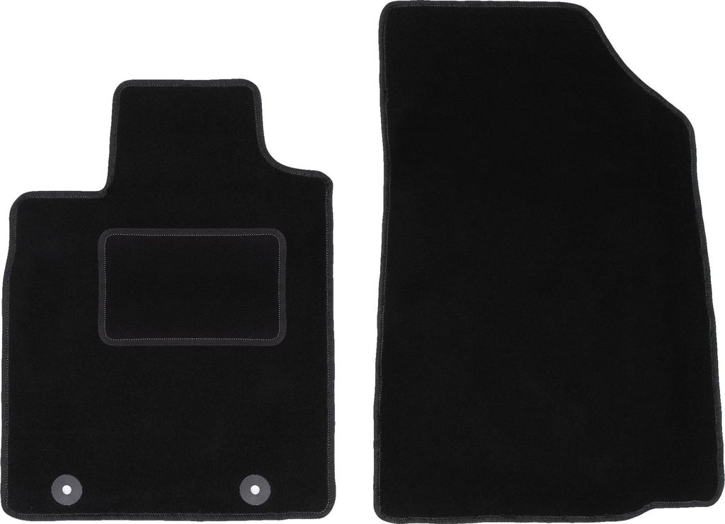 Velours-Fußmatten Vorne passend für Dacia Logan (Kombi, Limousine, Bj. 2004-2012) – schwarz, passgenau, mit Befestigungen set 2 Stk. - STANDARD