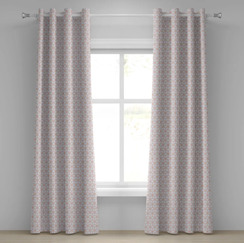 Rideau de salon style zen fleurs de cerisier 280x245 cm bleu et corail
