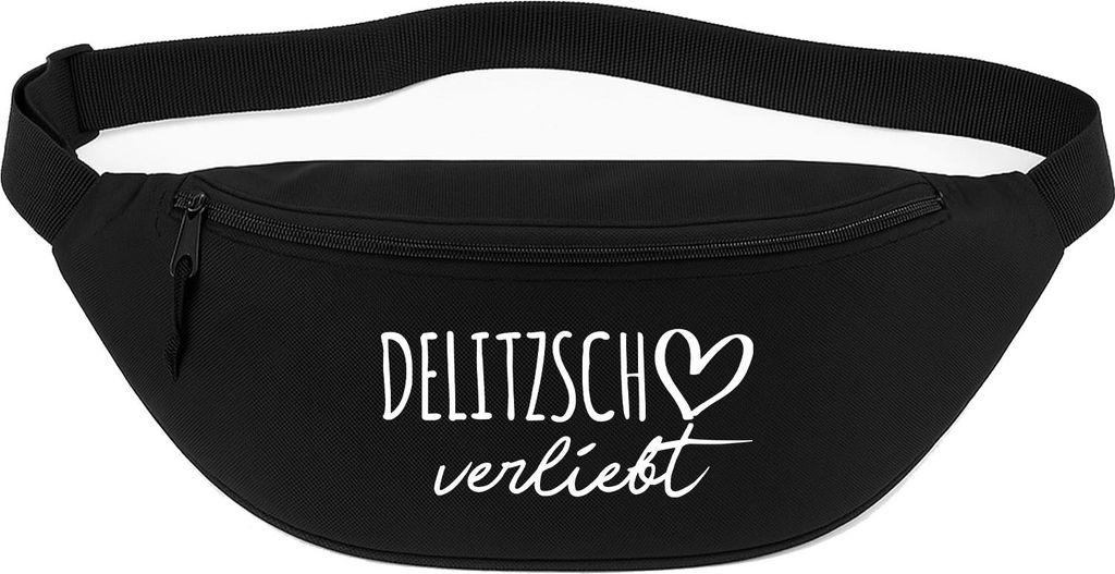 Huuraa Bauchtasche Delitzsch verliebt 2,5 Liter Black Polyester Crossbody Bag Geschenkidee