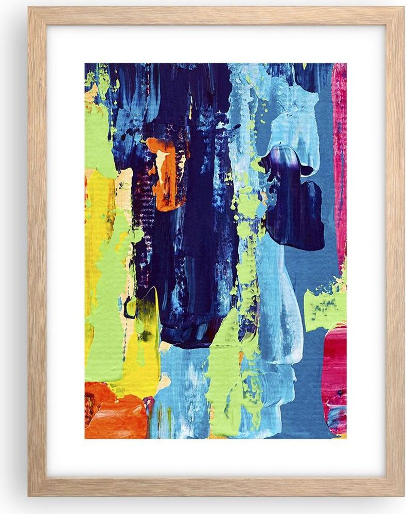 Gerahmtes Poster - Rahmen in heller Eiche - Abstraktion Design Grafik - 30x40 cm - Wand Bild - Wanddeko - Wandbilder - Wandposter - Bilderrahmen - ...