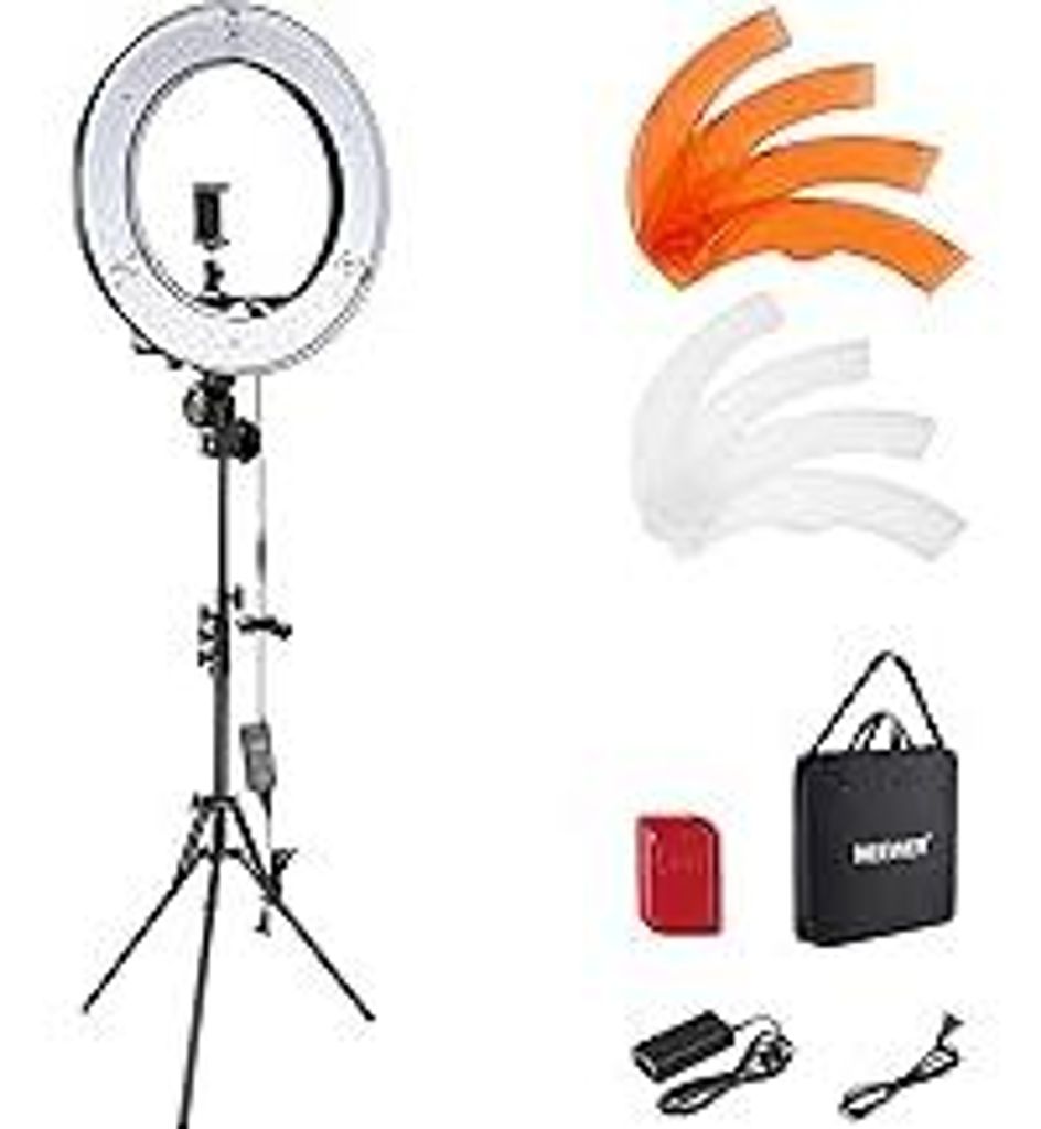 NEEWER Ringlicht mit Stativ Set: 18 Zoll/45cm Außen 55W 5600K Dimmbare LED Ringleuchte mit Bluetooth Fernbedienung für Handy/Kamera für YouTube ...