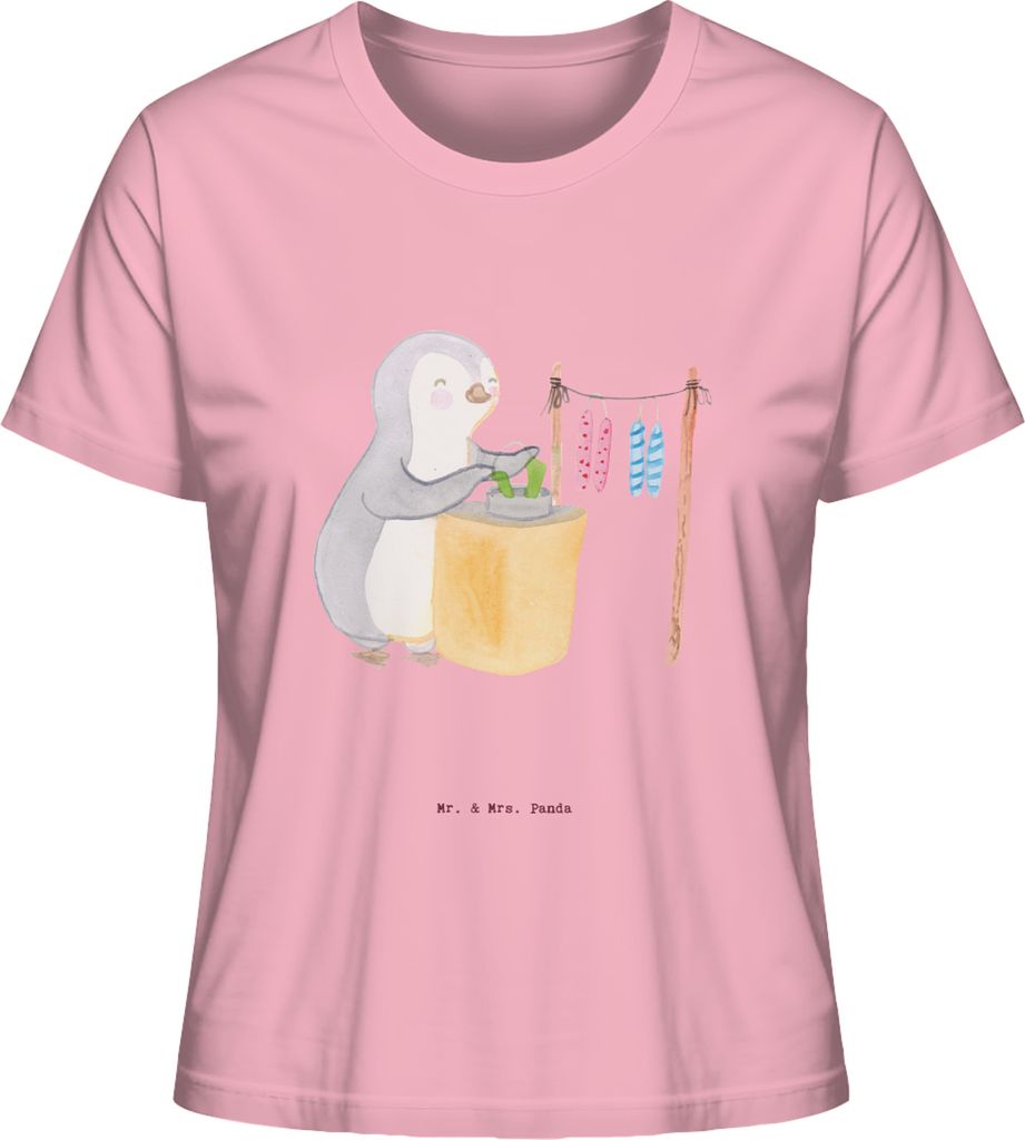 Mr. & Mrs. Panda Damen Oberteil Pinguin Kerzenziehen Größe S - Baumwolle Pink - Geschenk, Sommershirt, T-Shirt, shirt, Basic, Jersey, Kerzen Zieh...