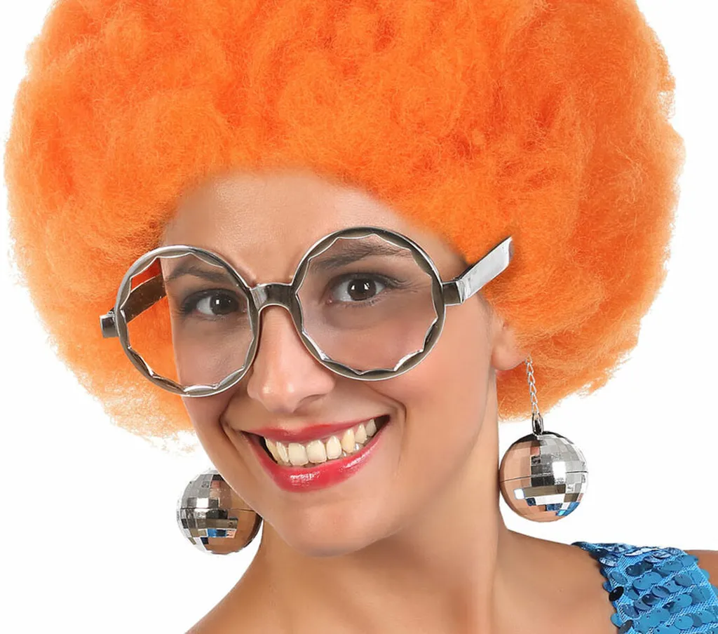 Occhiali Festa Atosa Argento e Arancio: Look Disco Anni 70 Unico