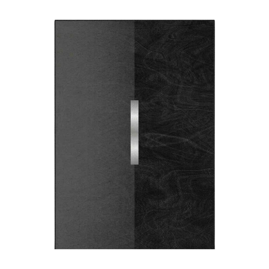 Moderner Teppich in Schwarz und Anthrazit mit silberfarbenem Akzent – 80x250 cm, rutschhemmend, Polyester-Samt, waschbar