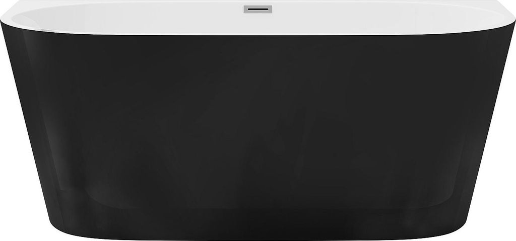 Halb freistehende Badewanne - 175L - 130 x 71,5 x 58 cm - Schwarz - Acryl - DIVINA