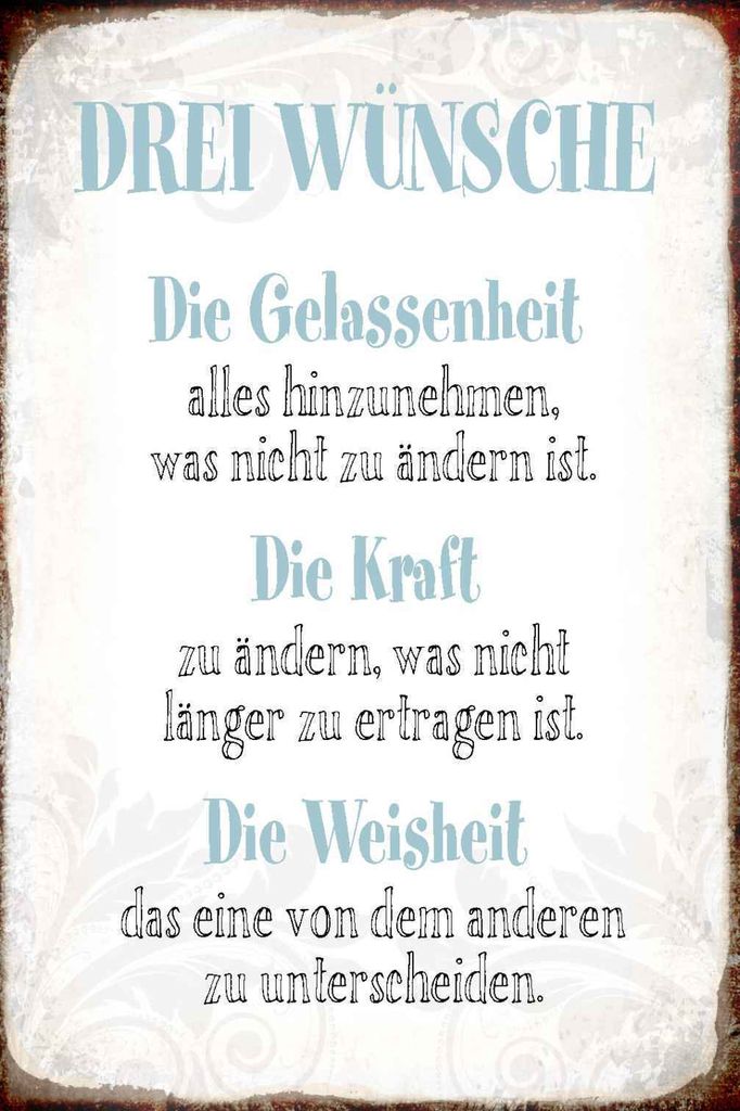 vianmo Holzschild 30x20 cm 3 Wünsche Gelassenheit Kraft Dekoration
