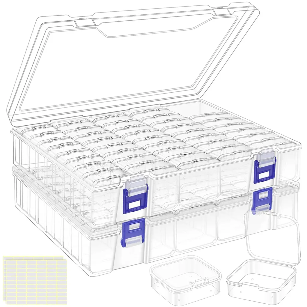 Boîte de rangement perles 92 compartiments transparente pour loisirs