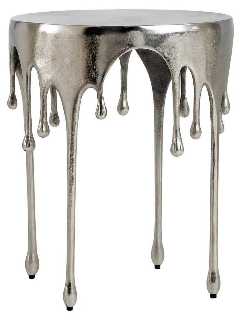 Table d'appoint argentée moderne 43 cm pour petit espace et déco chic