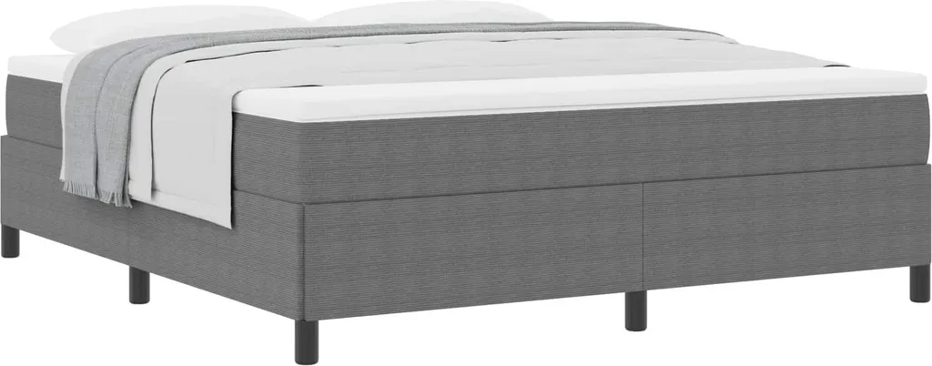 Lit Sommier Tapissier 180x200 Gris Clair - Velours Côtelé Tendance