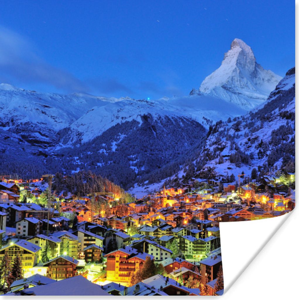 MuchoWow Poster Sonnenaufgang über dem Schweizer Matterhorn in Zermatt 30x30 cm - Wandposter - Printing