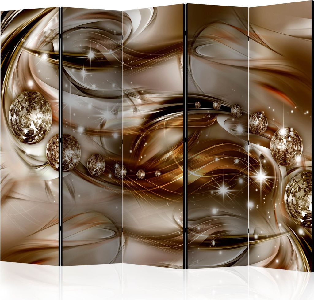 5-teiliger Doppelseitiger Vlies Paravent - Chocolate Tide II 225x172 cm a-A-0168-z-c