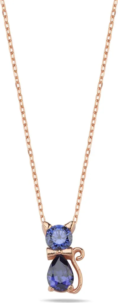 Collier chat argent 925 tanzanite violette : Design exclusif luxe