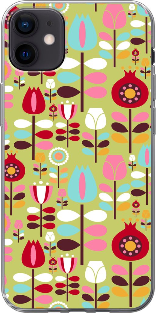 MuchoWow Handyhülle Schutzhülle Hülle für Telefoonhoesje iPhone 12 mini Muster - Blumen - Farben Silikon Softcase Handy Hülle - Bild