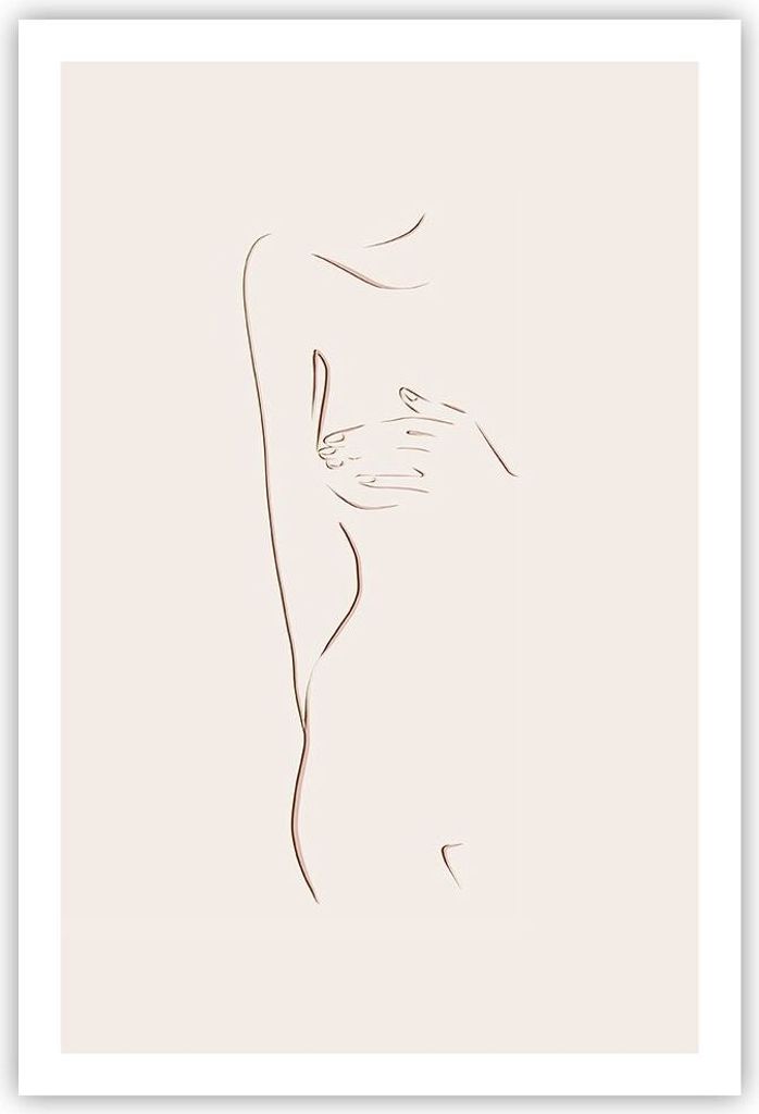 Poster - Poster ohne Rahmen - Skizze Nacktheit Frau - 61x91,5 cm - Wand Bild - Wanddeko - Wandbilder - Kunstposter - Wandposter - Bilder - Kunstdru...