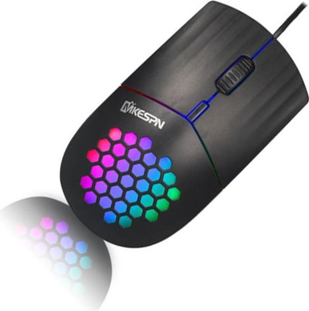 INF Optische Maus: ABS, 11cm, 6.5cm, 3.5cm, TYPE-C, RGB, für PC & Laptop Schwarz