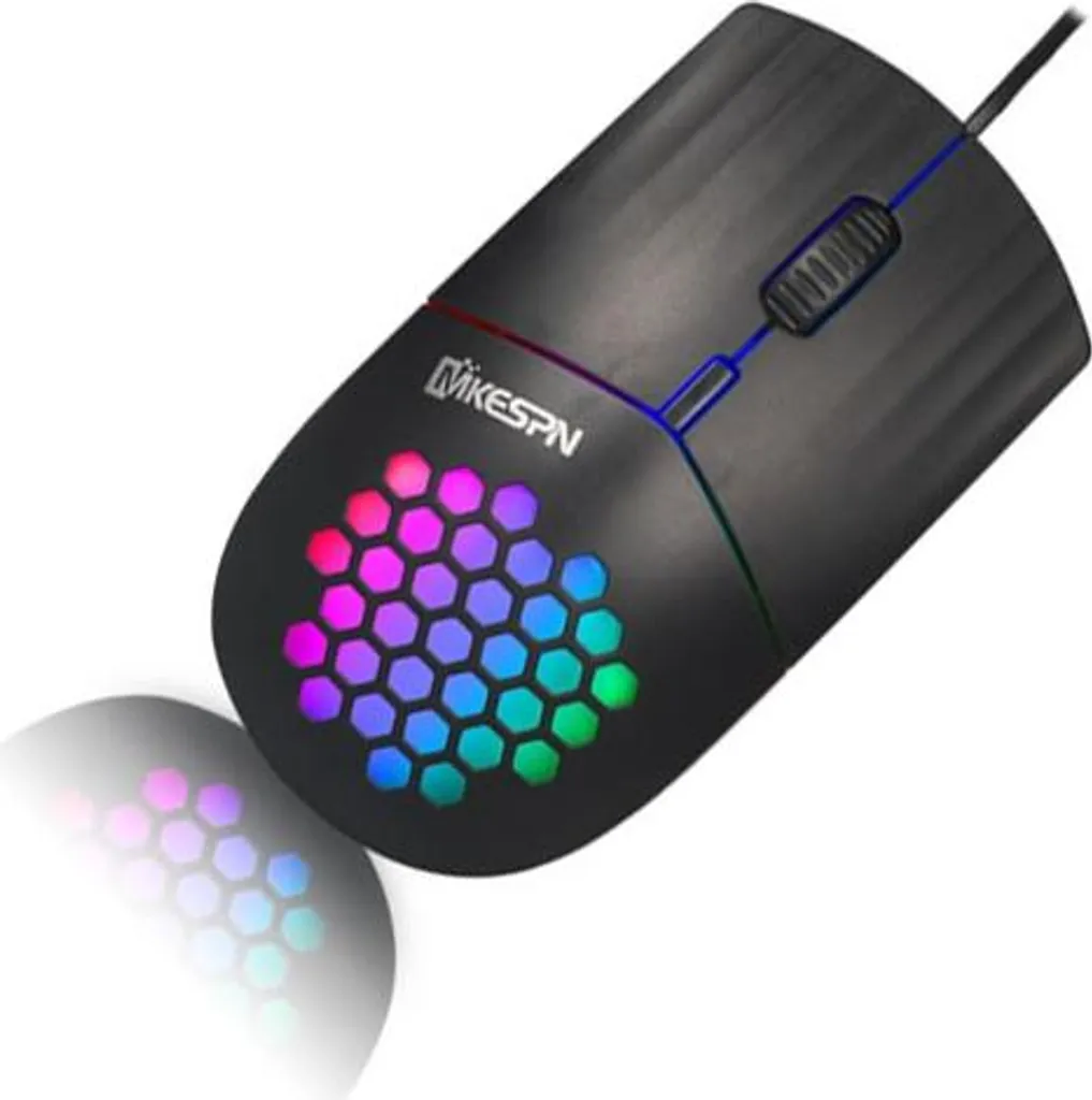 INF Mouse ottico cablato RGB a 7 colori con interfaccia TYPE-C da 1,5 m Nero