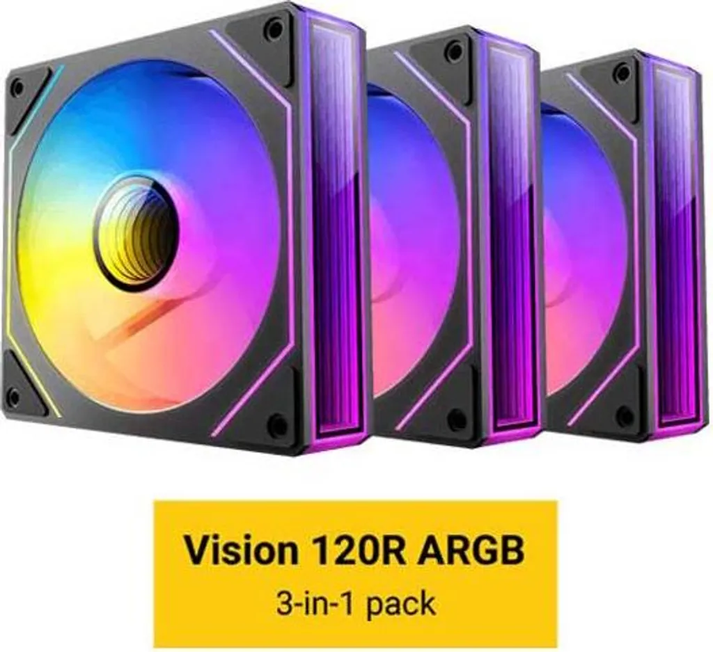 Antec VISON 120R ARGB PWM Reverse pack de 3 ventilateurs PC noir 120mm