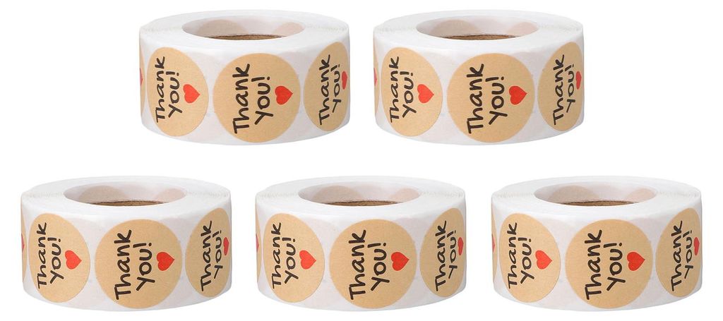 5 Rollen š€ 2500 runde Aufkleber, 1 Zoll Durchmesser, Kraftpapier-Etiketten zum Basteln, Verpacken von Geschenken und Verschließen von Briefums...
