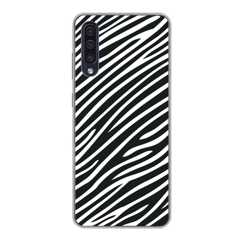 MuchoWow Handyhülle Schutzhülle Hülle für Samsung Galaxy A30s Tiermuster - Zebra - Schwarz Silikon Softcase Handy Hülle - Karteninhaber
