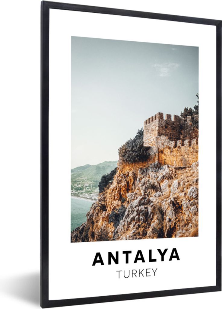 MuchoWow Gerahmtes Poster Türkei - Berg - Burg 20x30 cm - Poster mit Schwarzem Bilderrahmen Wandposter Rahmen Foto Bilder - Drucken - Bilder Pos...