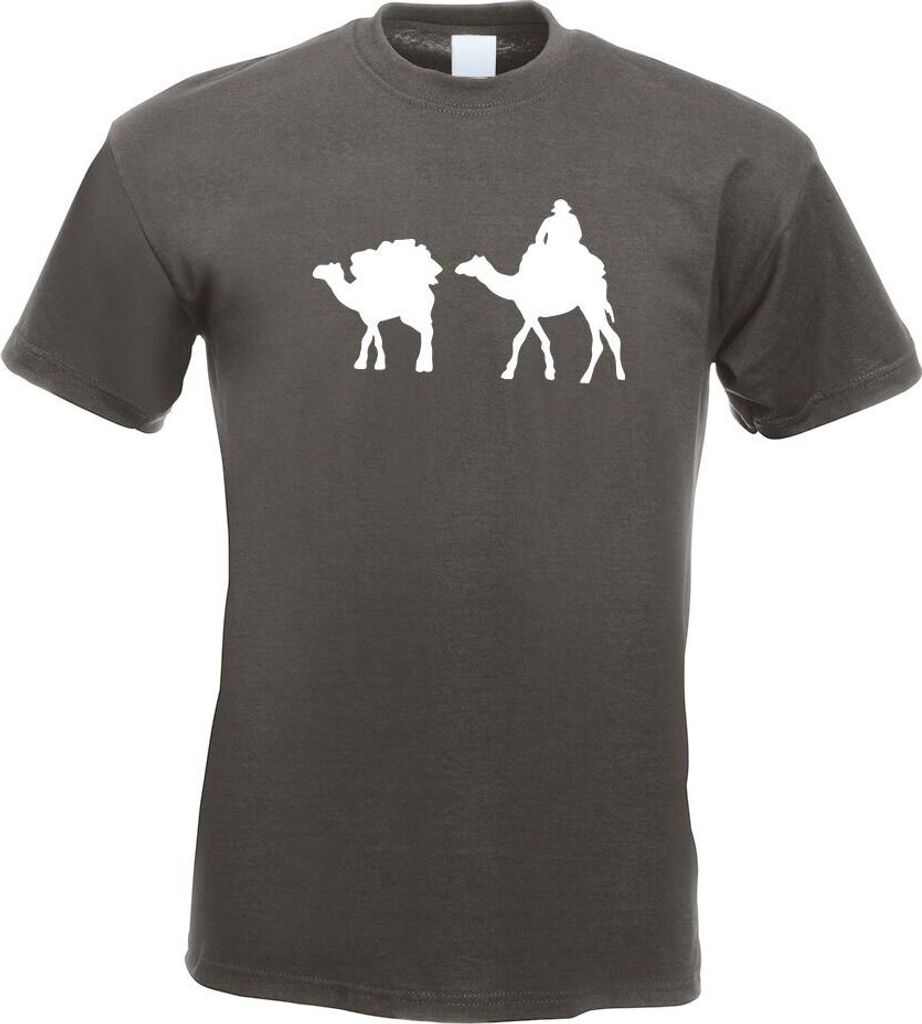Kiwistar - T-Shirt - Graphit - Karawane - Kamele - Wüste Herren Funshirt Bedruckt Design Sprüche Spruch Motive - mit Motiv Bedruckt - Funshirt De...