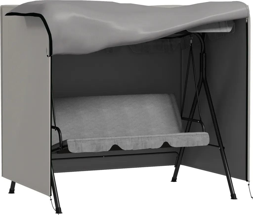 Outsunny Housse Balançoire de Jardin en Tissu Oxford Imperméable Gris